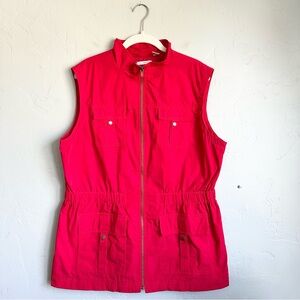 Vintage Liz Claiborne Liz Golf Sleeveless Cinched Zip Up Vest‎ Red Large